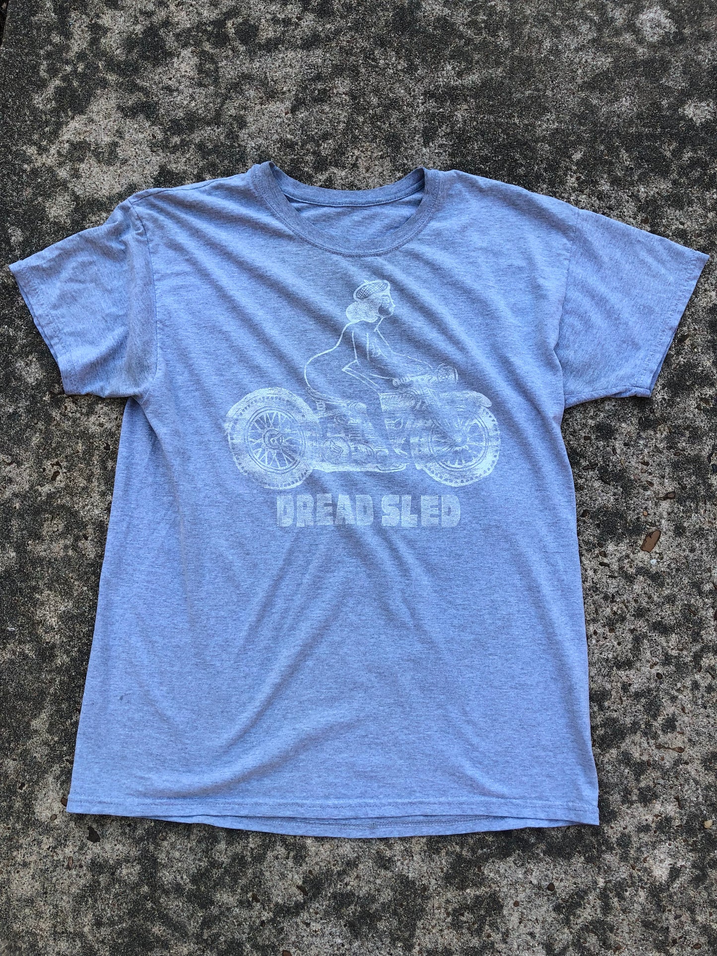 Limited Run Linocut Shirt- Moto Girl | Grey