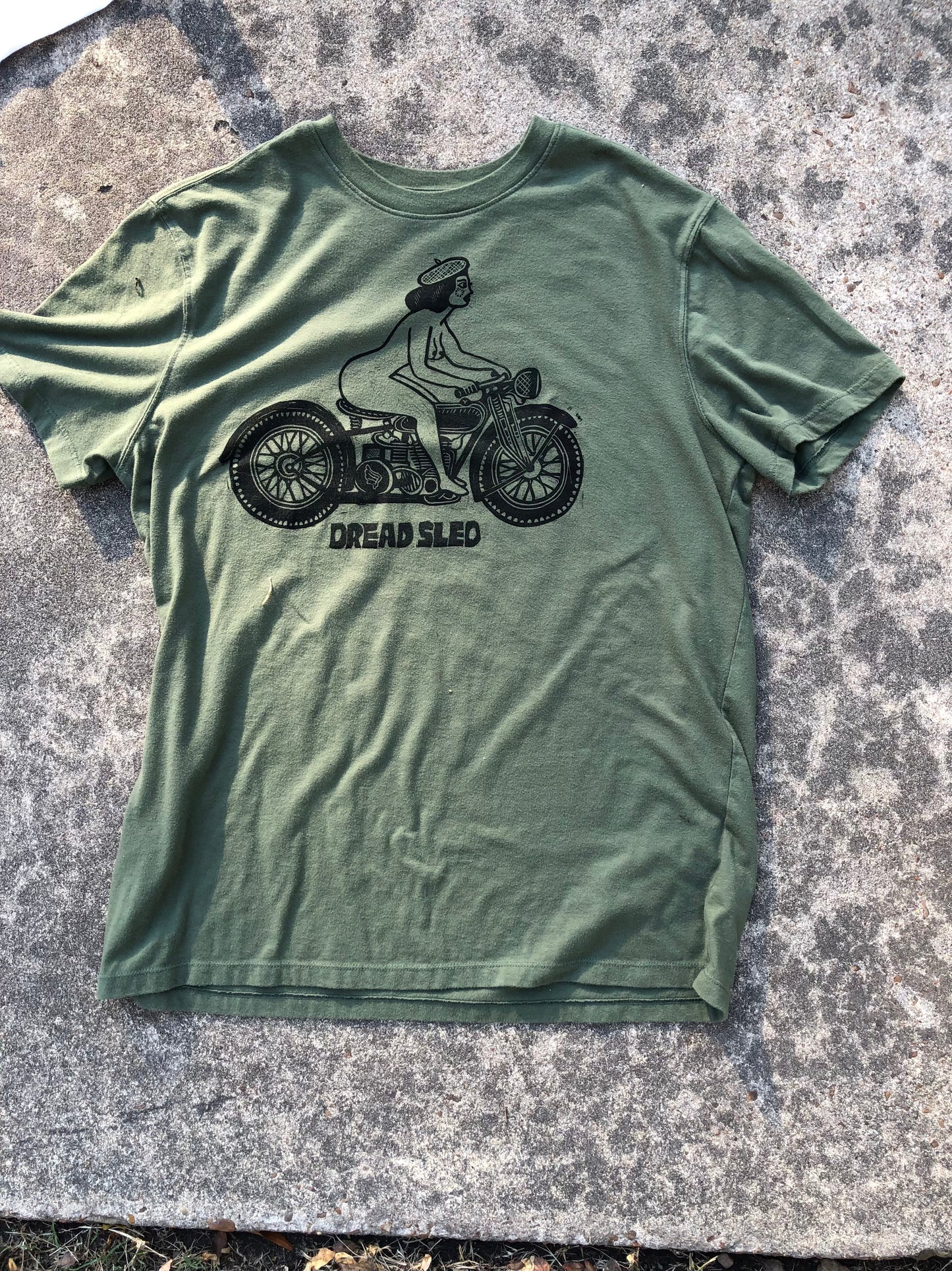 Limited Run Linocut Shirt- Moto Girl