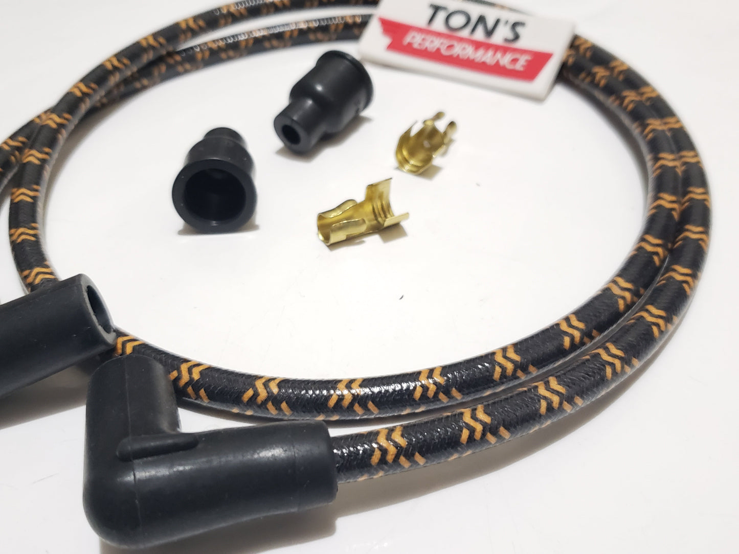 Universal 48" 7mm Copper Core Cloth Braided Spark Plug Wire kit - Motorcycle