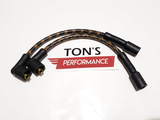 Cloth Braided Plug Wires Harley Sportster 1988 - 2003 / PAIR OF SHORT WIRES FOR RELOCATED COIL
