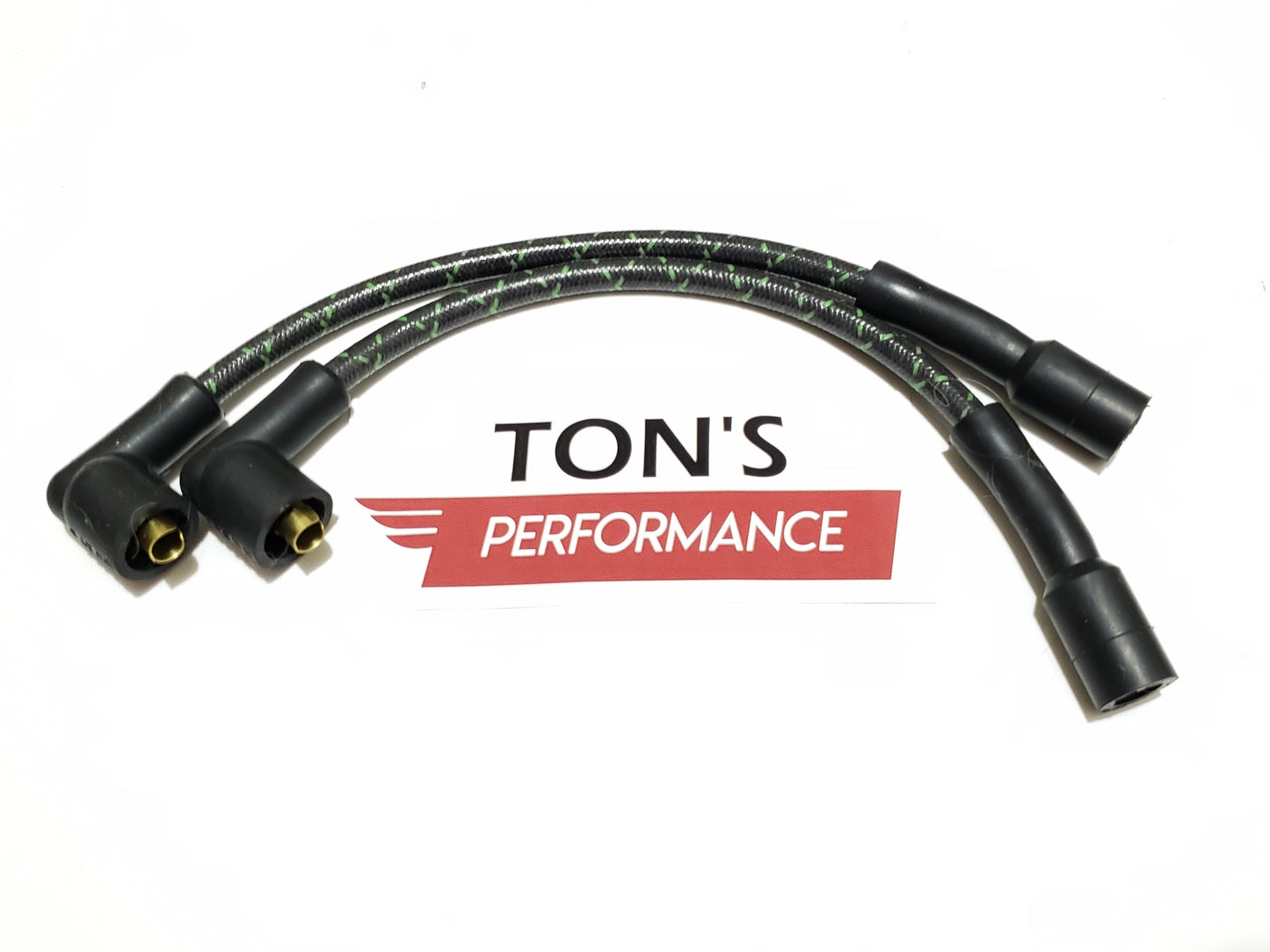 Cloth Braided Plug Wires Harley Sportster 1988 - 2003 / PAIR OF SHORT WIRES FOR RELOCATED COIL