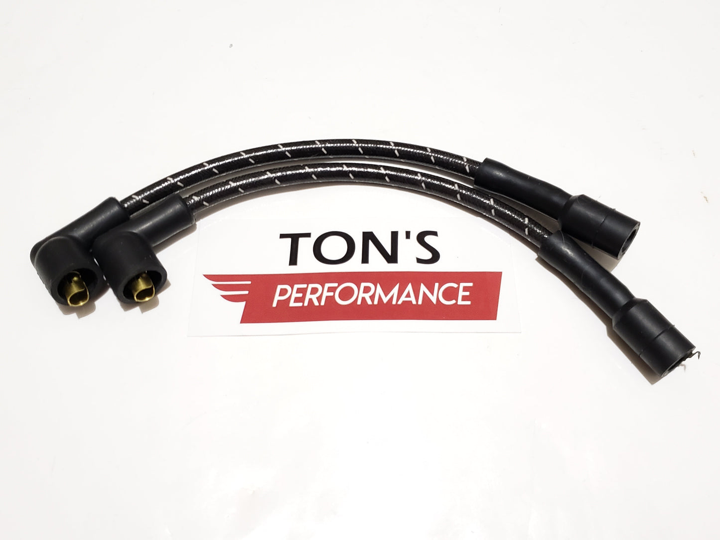 Cloth Braided Plug Wires Harley Sportster 1988 - 2003 / PAIR OF SHORT WIRES FOR RELOCATED COIL