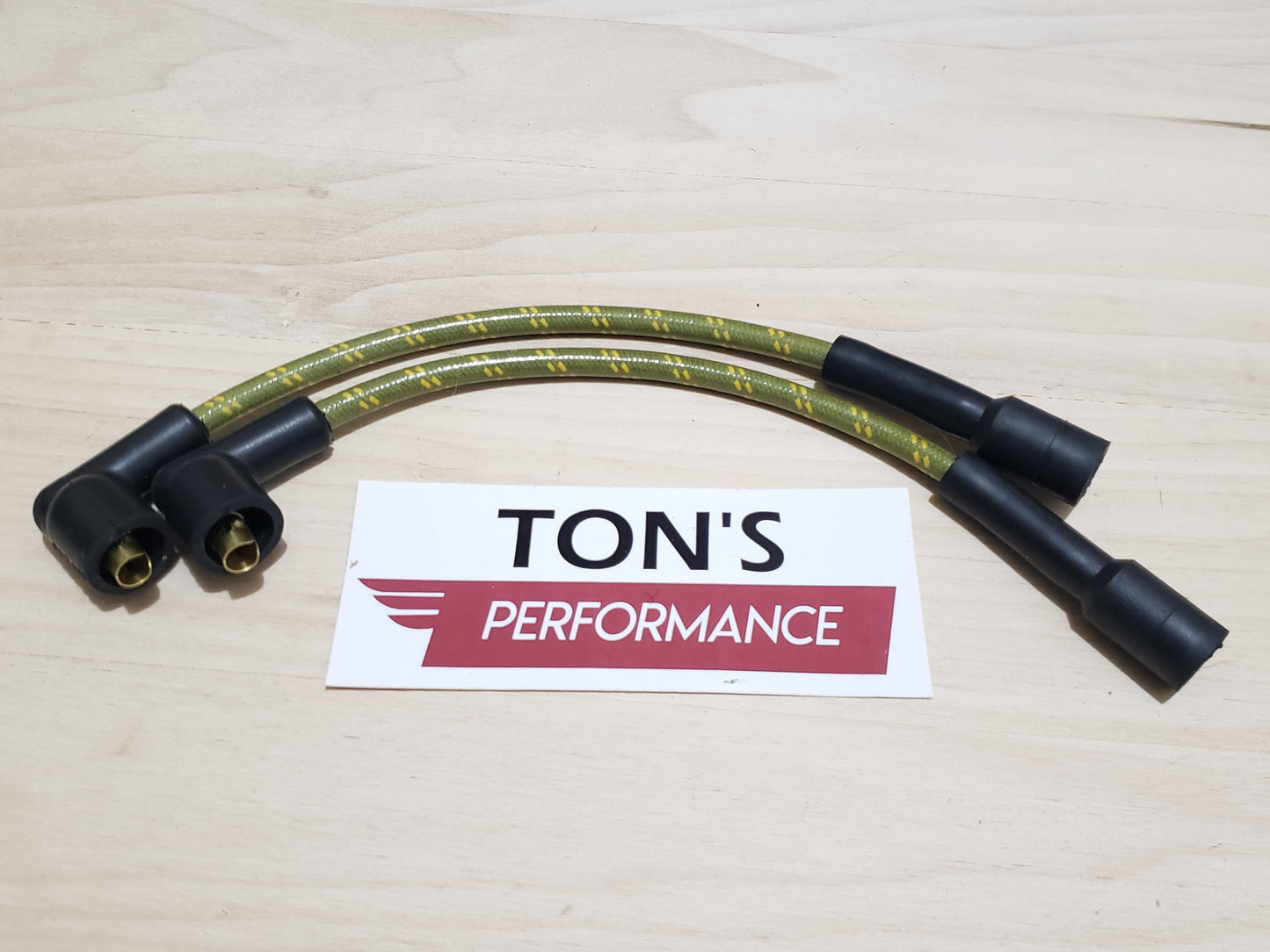 Cloth Braided Plug Wires Harley Sportster 1988 - 2003 / PAIR OF SHORT WIRES FOR RELOCATED COIL