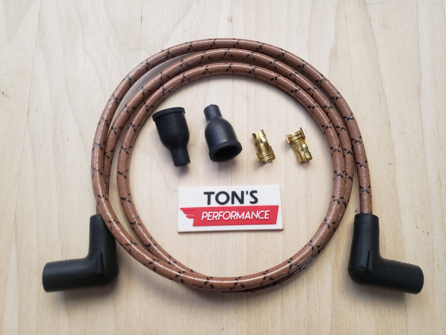 Universal 48" 7mm Copper Core Cloth Braided Spark Plug Wire kit - Motorcycle