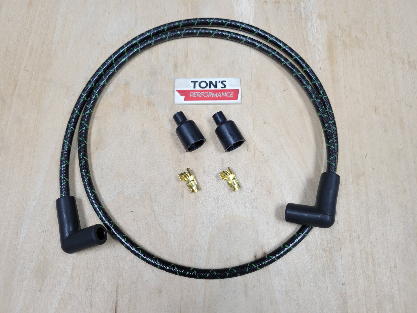 Universal 48" 8mm Suppression Core Cloth Braided Spark Plug Wire kit - Motorcycle