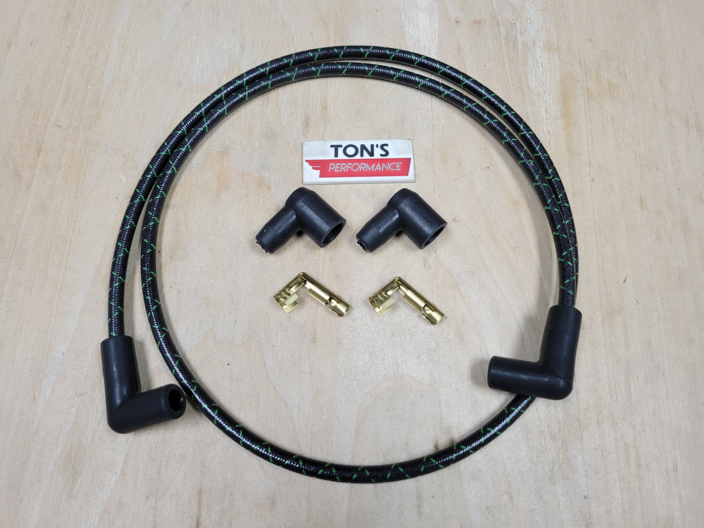 Universal 48" 8mm Suppression Core Cloth Braided Spark Plug Wire kit - Motorcycle