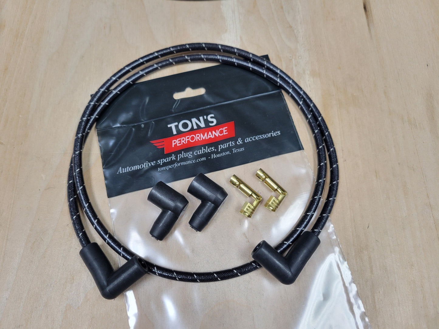Universal 48" 8mm Suppression Core Cloth Braided Spark Plug Wire kit - Motorcycle