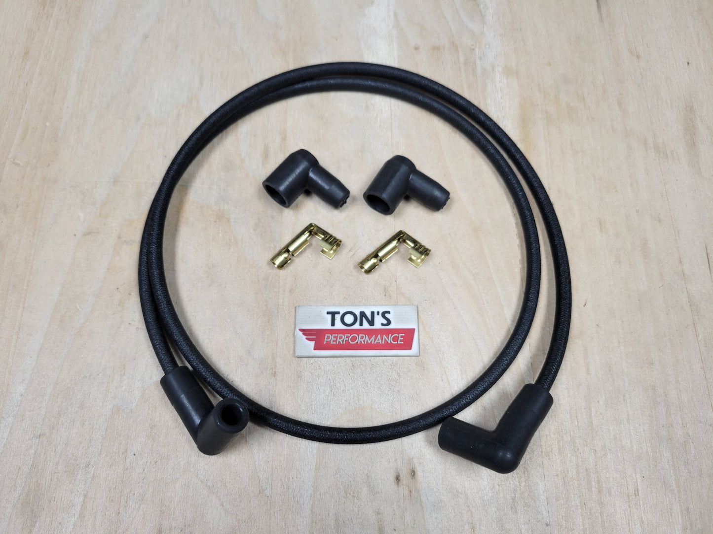 Universal 48" 8mm Suppression Core Cloth Braided Spark Plug Wire kit - Motorcycle