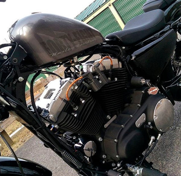 Cloth Braided Plug Wires Harley Sportster 2007+ / PAIR OF SHORT WIRES FOR RELOCATED COIL